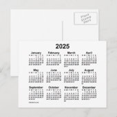 2025 White Mini Calendar van Janz Briefkaart (Voorkant / Achterkant)