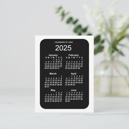 2025 White Neon 6 maanden Mini Calendar van Janz Briefkaart (Staand voorkant)