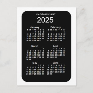 2025 White Neon 6 maanden Mini Calendar van Janz Briefkaart