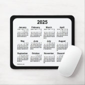 2025 White on Black Calendar van Janz Two Tone Muismat (Met muis)