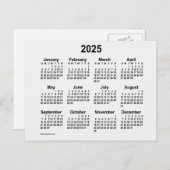 2025 White Smoke Mini Calendar van Janz Briefkaart (Voorkant / Achterkant)