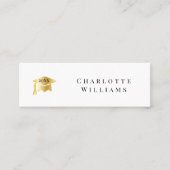 2025 Wit | Goud Afstudeerder Pet Afstuderen Insert Mini Visitekaartje (Voorkant)