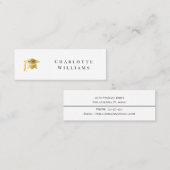 2025 Wit | Goud Afstudeerder Pet Afstuderen Insert Mini Visitekaartje (Voorkant / Achterkant)