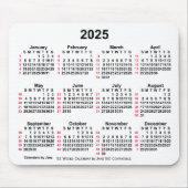 2025 Witte 52 weken ISO-kalender door Janz-Muismat Muismat (Voorkant)