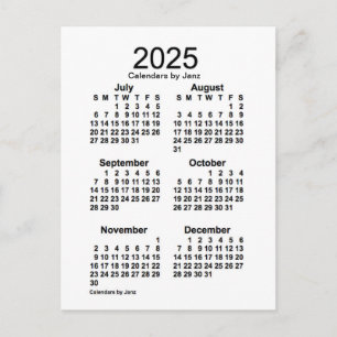 2025 Witte 6 maanden Mini Agenda van Janz Briefkaart