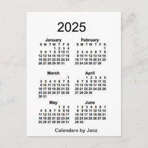 2025 Witte 6 maanden Mini Agenda van Janz Briefkaart