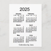 2025 Witte 6 maanden Mini Agenda van Janz Briefkaart (Voorkant)