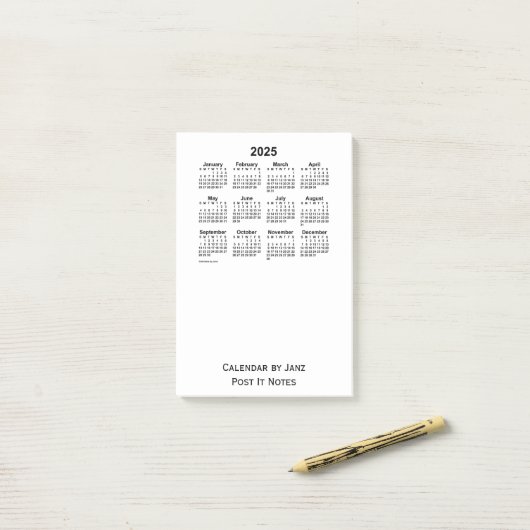 2025 Witte Agenda van Janz Post-it® Notes (Op bureau)
