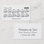 2025 Witte Kalender van Janz Visitekaartje (Voorkant / Achterkant)