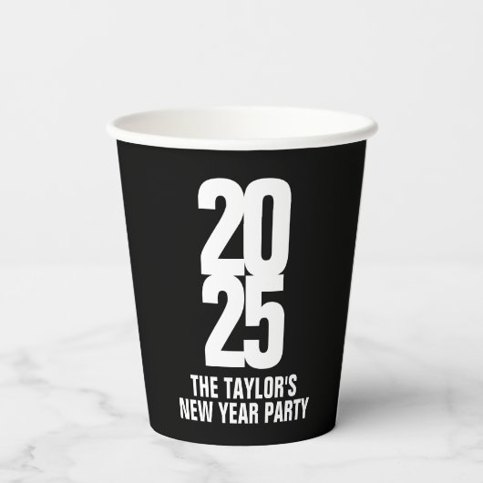 2025 Witte Tekst Nieuwjaar Event Custom Papieren Bekers (Achterkant)