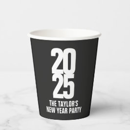 2025 Witte Tekst Nieuwjaar Event Custom Papieren Bekers
