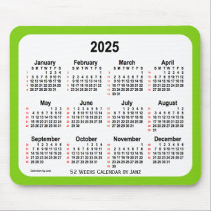 2025 Yellow Green 52-weekagenda van Janz Muismat