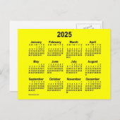 2025 Yellow Mini Calendar van Janz Briefkaart (Voorkant / Achterkant)