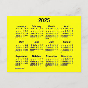 2025 Yellow Mini Calendar van Janz Briefkaart