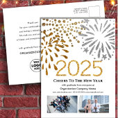 2025 Zakelijke fotofeest Vuurwerk Goud Glitters Feestdagenkaart