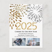 2025 Zakelijke fotofeest Vuurwerk Goud Glitters Feestdagenkaart (Voorkant)