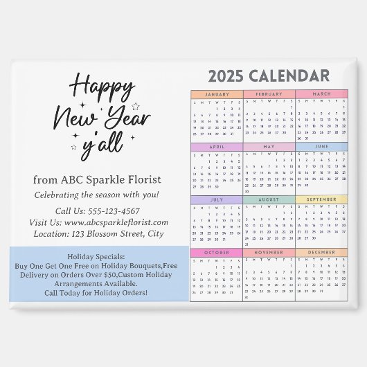 2025 Zakelijke Kalender Magneet (Voorkant)