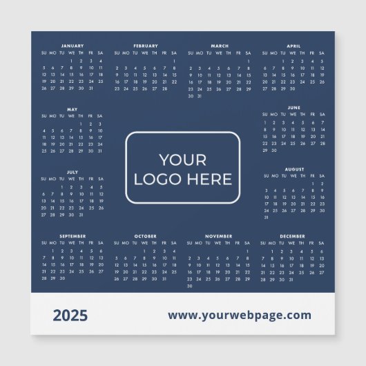 2025 Zakelijke Logo Blauwe Magnetische Kalender (Voorkant)
