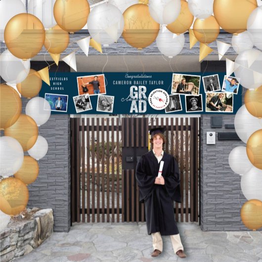 2025 Zilver AFSTUDEERDER 10 Foto Modern Graduation Spandoek