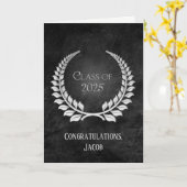 2025 Zilveren Afstuderen Laurel Kransleer Kaart (Gele Bloem)