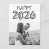 2025 Zilverfolie Mylar Ballonnen Foto Nieuwjaar Feestdagenkaart (Voorkant)