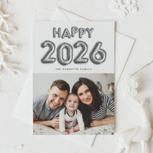 2025 Zilverfolie Mylar Ballonnen Foto Nieuwjaar Feestdagenkaart