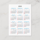 2025 Zondag Kalender Dank u aankoop Visitekaartje (Voorkant)