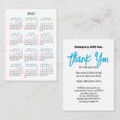 2025 Zondag Kalender Dank u aankoop Visitekaartje (Voorkant / Achterkant)