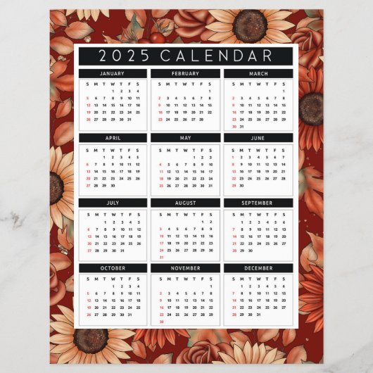 2025 Zonnebloem Flyer Kalender – Jaar-op-een-blik (Voorkant)