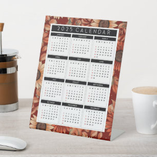 2025 Zonnebloem Stand-up Kalender – Year-at-a-Glan Reclamebord Met Voetstuk