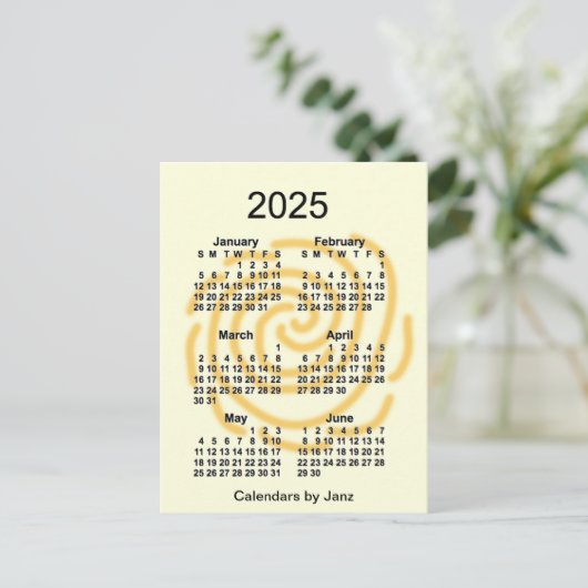 2025 Zonnedagen 6-maandelijkse agenda van Janz Briefkaart (Staand voorkant)