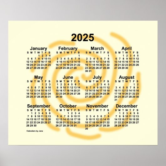 2025 Zonnige Dagen Kalender van Janz Poster (Voorkant)