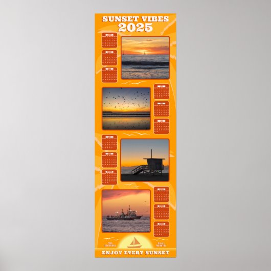 2025 Zonsondergangen en Strand Vibes Kalender Poster (Voorkant)