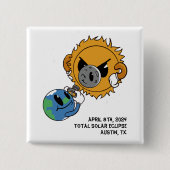 2025 Zonsverduistering Photobomb gepersonaliseerd Vierkante Button 5,1 Cm (Voorkant)