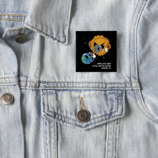 2025 Zonsverduistering Photobomb gepersonaliseerd Vierkante Button 5,1 Cm (In situ)