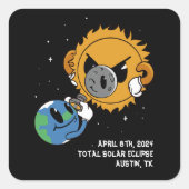 2025 Zonsverduistering Photobomb gepersonaliseerd Vierkante Sticker (Voorkant)