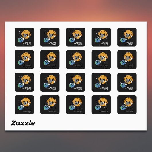 2025 Zonsverduistering Photobomb gepersonaliseerd Vierkante Sticker