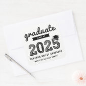 2025 Zwart Bold Sketch Afstuderen Modern Afstudere Vierkante Sticker (Envelop)
