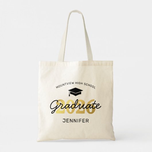 2025 Zwart Goud Afstuderen Gift Tote Bag (Achterkant)