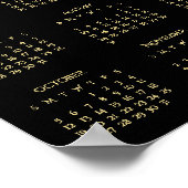 2025 Zwart Goud Voljaar Home Kantoor Kalender Poster (Hoek)