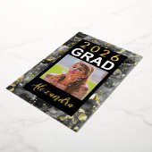 2025 Zwart Goud Waterverf Art Photo Afstuderen Folie Uitnodiging (Gedraaid)