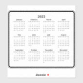 2025 Zwart-wit mini kalender Sticker (Vel)