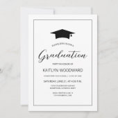 2025 Zwart-wit Pet Modern Graduation Party Kaart (Voorkant)