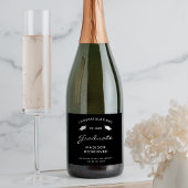 2025 Zwart Wit Script Pet Afstuderen Sparkling Wijnetiket