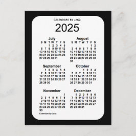 2025 Zwarte 6-maandenkalender van Janz Briefkaart