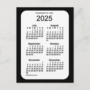 2025 Zwarte 6-maandenkalender van Janz Briefkaart