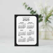 2025 Zwarte 6-maandenkalender van Janz Briefkaart (Staand voorkant)