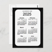 2025 Zwarte 6-maandenkalender van Janz Briefkaart (Voorkant / Achterkant)