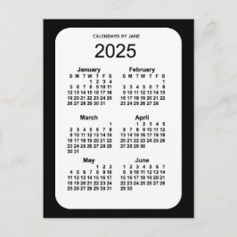 2025 Zwarte 6-maandenkalender van Janz Briefkaart