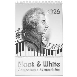 2026, 12 componisten portretten in "Black & White" Kalender